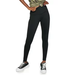 Juniors' SO® Sporty High Waisted Long Leggings -Cheap SO Store 4341243 Black Shimmer