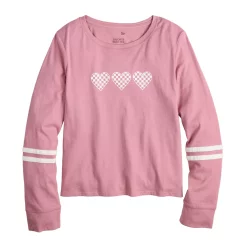 Girls 4-18 & Plus SO® Favorite Boxy Long-Sleeve Tee -Cheap SO Store 5008743 Checker Hearts