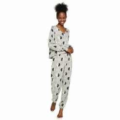 Juniors' SO® Boxy Long Sleeve Pajama Top & Pajama Pants Set -Cheap SO Store 5044482 Gray Yin Yang