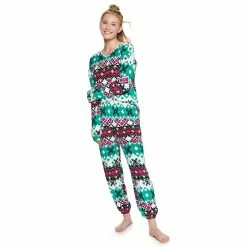 Juniors' SO® Boxy Long Sleeve Pajama Top & Pajama Pants Set -Cheap SO Store 5044482 White Fairisle