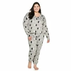 Juniors' Plus Size SO® Boxy Long Sleeve Pajama Top & Pajama Pants Set 12 Juniors' Plus Size SO® Boxy Long Sleeve Pajama Top & Pajama Pants Set -Cheap SO Store 5044483 Gray Yin Yang