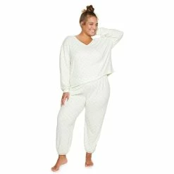 Juniors' Plus Size SO® Boxy Long Sleeve Pajama Top & Pajama Pants Set 14 Juniors' Plus Size SO® Boxy Long Sleeve Pajama Top & Pajama Pants Set -Cheap SO Store 5044483 Green Check