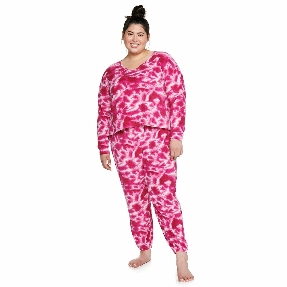 Juniors' Plus Size SO® Boxy Long Sleeve Pajama Top & Pajama Pants Set 5 Juniors' Plus Size SO® Boxy Long Sleeve Pajama Top & Pajama Pants Set - Image 5