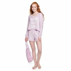 Juniors' SO® Boxy Long Sleeve Pajama Top & Pajama Shorts Set