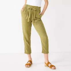Juniors' SO® Relaxed Ankle Pants -Cheap SO Store 5182082 Olive Stripe