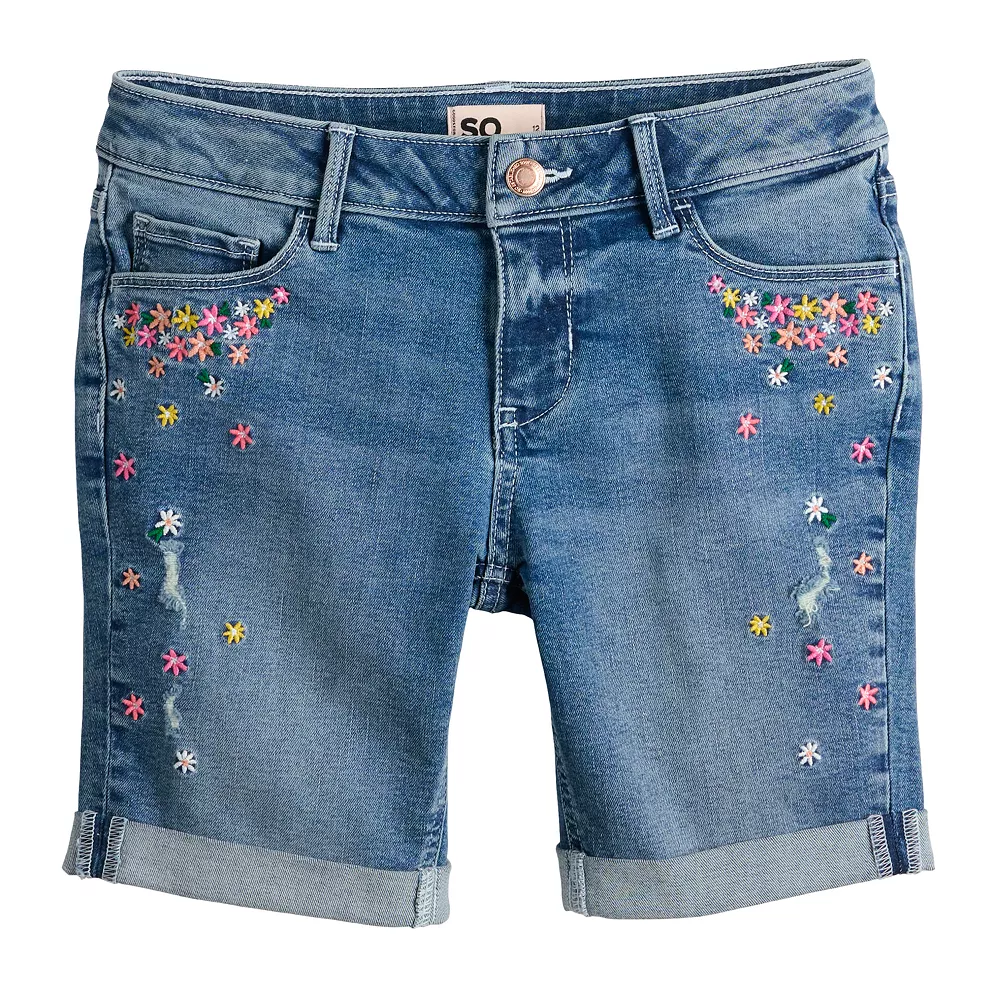 Girls 6-20 SO® Favorite Midrise Denim Midi Shorts in Regular & Plus 3 Girls 6-20 SO® Favorite Midrise Denim Midi Shorts in Regular & Plus - Image 3