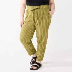 Juniors' Plus Size SO® Relaxed Tapered Leg Pants -Cheap SO Store 5228150 Olive Stripe