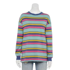Juniors' SO® Long Sleeve Boyfriend Tee 17 Juniors' SO® Long Sleeve Boyfriend Tee -Cheap SO Store 5242670 Navy Teal Stripe