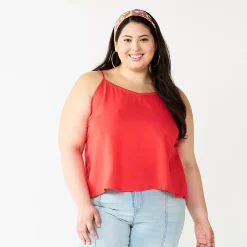 Juniors' Plus Size SO® Lace Trim Layering Tank Top -Cheap SO Store 5261986 Gushing Lava