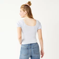 Juniors' SO® Short Sleeve Ruched Front Top -Cheap SO Store 5270856 ALT