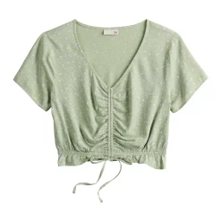 Juniors' SO® Short Sleeve Cinched Front Top -Cheap SO Store 5273329 ALT5