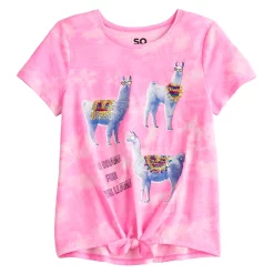 Girls 7-16 SO® Tie Front Top in Regular & Plus Size -Cheap SO Store 5273915 Pink Llama