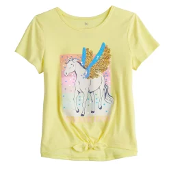 Girls 7-16 SO® Tie Front Top in Regular & Plus Size -Cheap SO Store 5273915 Yellow Unicorn