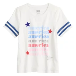 Girls 6-20 SO® Favorite Boxy Graphic Tee in Regular & Plus -Cheap SO Store 5274724 America Glitter