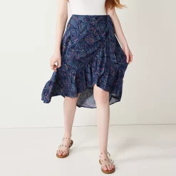 Juniors' SO® Wrapped Midi Skirt -Cheap SO Store 5281215 Dark Blue Paisley