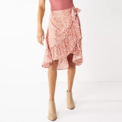 Juniors' SO® Wrapped Midi Skirt -Cheap SO Store 5281215 Pink Brown Cheetah