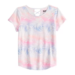 Girls 6-20 SO® Lattice Back Favorite Tee in Regular & Plus 24 Girls 6-20 SO® Lattice Back Favorite Tee in Regular & Plus -Cheap SO Store 5319016 Multi Dye Palm
