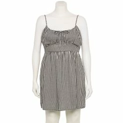 Juniors' Plus Size SO® Front-Tie Mini Fit And Flare Dress -Cheap SO Store 5342412 Black Plaid