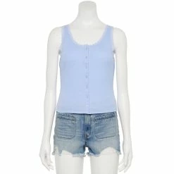 Juniors' SO® Lace Trim Button Front Tank Top -Cheap SO Store 5473650 Baroon River