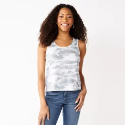 Juniors' SO® Relaxed Scoopneck Tank Top -Cheap SO Store 5473988 Light Gray Camo