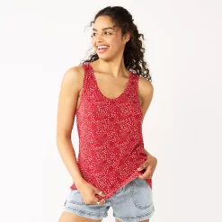 Juniors' SO® Relaxed Scoopneck Tank Top -Cheap SO Store 5473988 Red Floral
