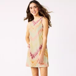 Juniors' SO® High Neck Tank Mini Dress -Cheap SO Store 5474054 Yellow Multi Dye