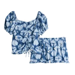 Girls 7-20 SO® Puff Sleeve Top & Ruffled Shorts Set in Regular & Plus 3 Girls 7-20 SO® Puff Sleeve Top & Ruffled Shorts Set in Regular & Plus -Cheap SO Store 5482630 Blue Dye