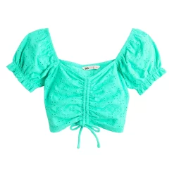 Juniors' SO® Cinch Front Puff Sleeve Top -Cheap SO Store 5494893 ALT5