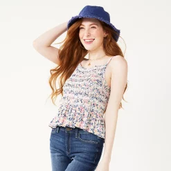 Juniors' SO® Smocked Tank Top -Cheap SO Store 5505435 English Cream