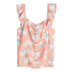 Girls 6-20 SO® Flutter Sleeve Button-Up Tank Top in Regular & Plus