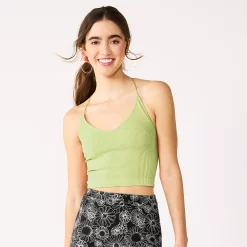 Juniors' SO® Seamless Lace Back Cami -Cheap SO Store 5508694 Resergent Green