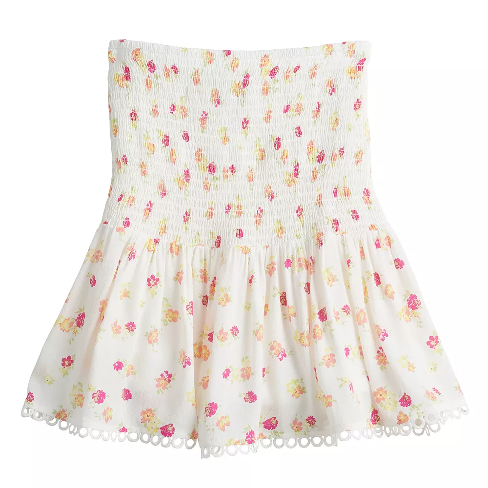 Juniors' SO® Smocked Lace Trim Mini Skirt 2 Juniors' SO® Smocked Lace Trim Mini Skirt - Image 2