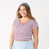 Juniors' Plus Size SO® Lace-Up Tee