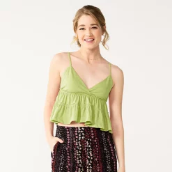 Juniors' SO® Cropped Tiered Cami -Cheap SO Store 5518327 Resurgent Green