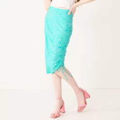 Juniors' SO® Cinched Midi Skirt -Cheap SO Store 5535368 Blue Marble