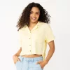 Juniors' SO® Cropped Button-Front Shirt