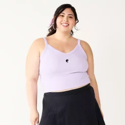 Juniors' Plus Size SO® Cropped Wide-Strap Cami 9 Juniors' Plus Size SO® Cropped Wide-Strap Cami -Cheap SO Store 5540098 Purple Embroidery