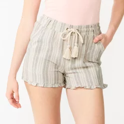 Juniors' SO® Ruffled Hem Dolphin Shorts -Cheap SO Store 5542963 Ivory Sage