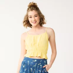 Juniors' SO® Cropped Cinch Waist Tank Top -Cheap SO Store 5548331 Luminous Yellow
