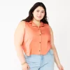 Juniors' Plus Size SO® Cropped Sleeveless Button Down Top
