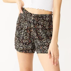 Juniors' SO® Print Button-Front Shorts -Cheap SO Store 5554101 Black Tile