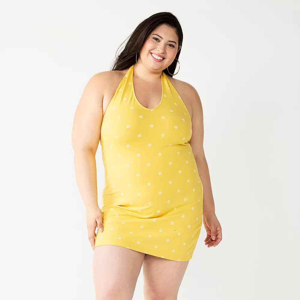 Juniors' Plus Size SO® Halter Bodycon Mini Dress 1 Juniors' Plus Size SO® Halter Bodycon Mini Dress