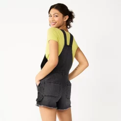 Juniors' SO® Frayed Jean Shortalls -Cheap SO Store 5568880 ALT