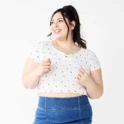 Juniors' Plus Size SO® Lace-Up Tee