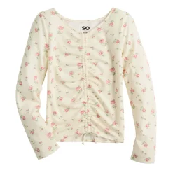 Girls 6-20 SO® Long Sleeve Cinch Front Tee in Regular & Plus