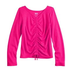 Girls 6-20 SO® Long Sleeve Cinch Front Tee in Regular & Plus -Cheap SO Store 5574801 Razzle Dazzle