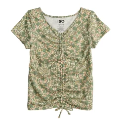 Girls 6-20 SO® Short Sleeve Cinch Front Tee in Regular & Plus