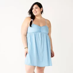 Juniors' SO® Cinched Front Babydoll Mini Dress -Cheap SO Store 5576731 Chambray