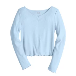 Girls 6-20 SO® Cinch Front Lettuce Hem Tee -Cheap SO Store 5578128 Baron River