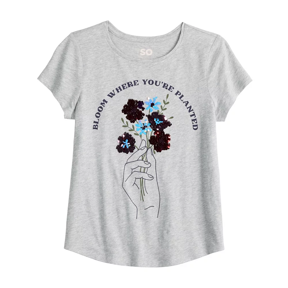 Girls 6-20 SO® Favorite Graphic Flippy Tee in Regular & Plus 21 Girls 6-20 SO® Favorite Graphic Flippy Tee in Regular & Plus - Image 21